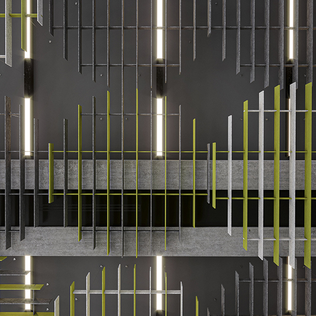 Beabstandete Paneele in verschiedenen Längen