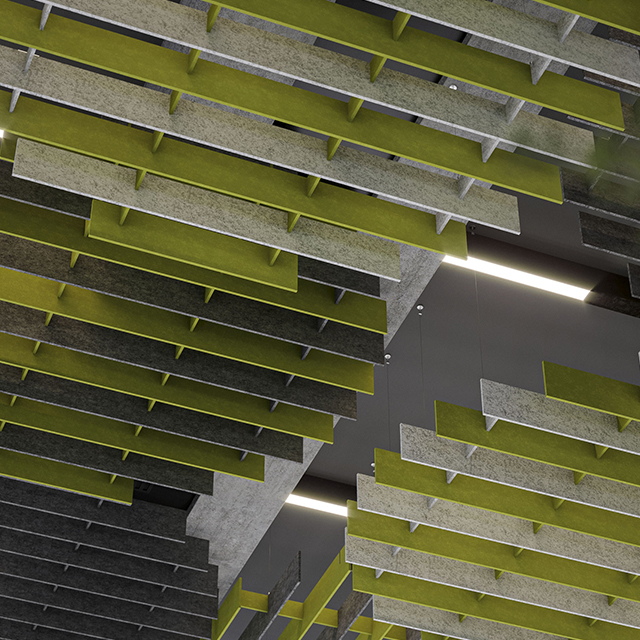 Beabstandete Paneele in verschiedenen Längen