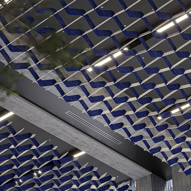 Wellenförmige Akustikdecke